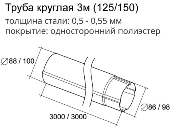 Круглая труба, 3м