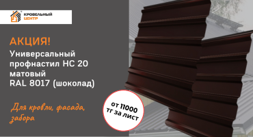 Акция на универсальный профлист НС-20 MATT (RAL 8017) цена от 11000 тг за лист!